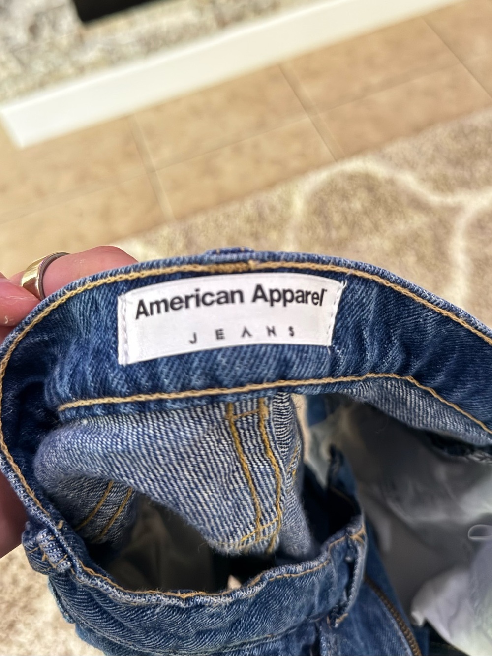 American Apparel Dark Blue High-Waist Denim Shorts - Picture 6 of 7